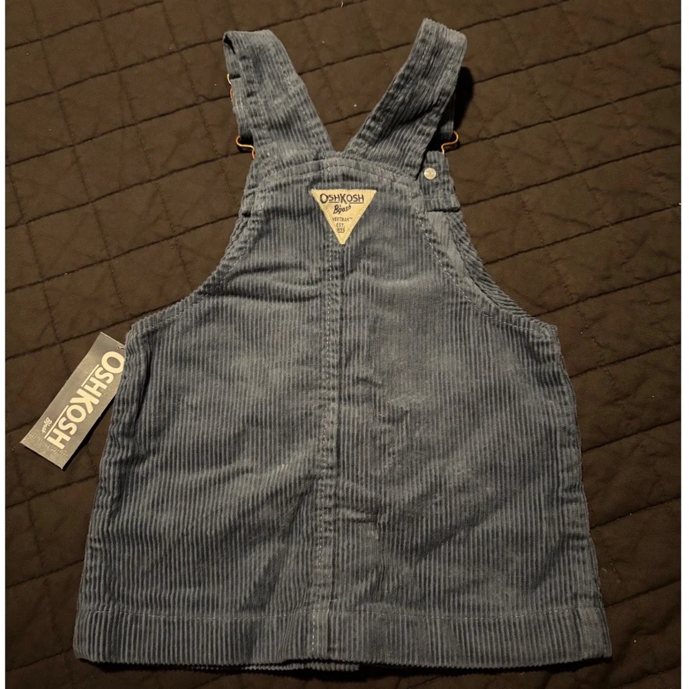 OshKosh Bgosh Toddler Girls Slate Blue‎ Corduroy Jumper Dress Pinafore NWT